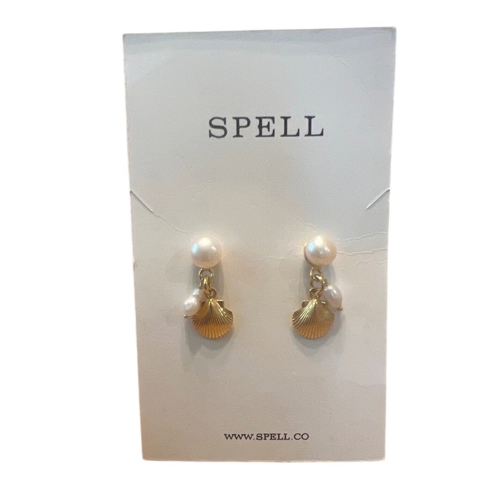 RARE Spell & the Gypsy Collective Summertime Pearl & Shell Drop Earrings